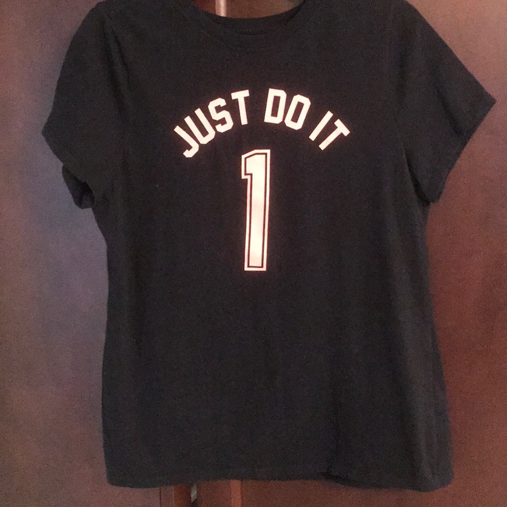 Nike Black "Just Do It" Graphic Tee with Hot Pink Number